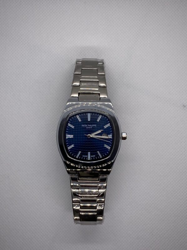 MEN'S PTK PHPE NEW NAUTILIUS DATE ADJUST SILVER CHAIN WITH BLUE DIAL
