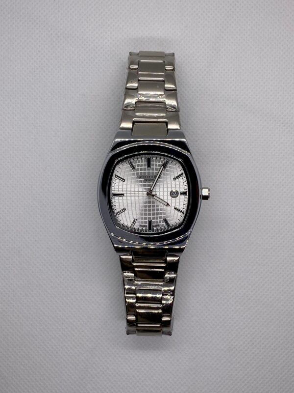 MEN'S PTK PHPE NEW NAUTILIUS DATE ADJUST SILVER CHAIN WITH WHITE DIAL