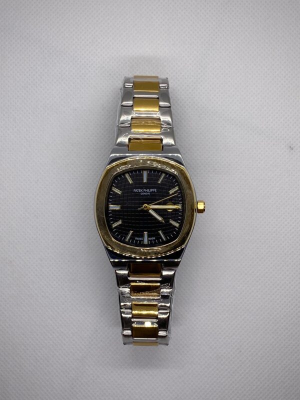 MEN'S PTK PHPE NEW NAUTILIUS DATE ADJUST TWO TONE CHAIN WITH BLACK DIAL