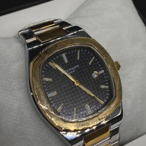 MEN'S PTK PHPE NEW NAUTILIUS DATE ADJUST TWO TONE CHAIN WITH BLACK DIAL