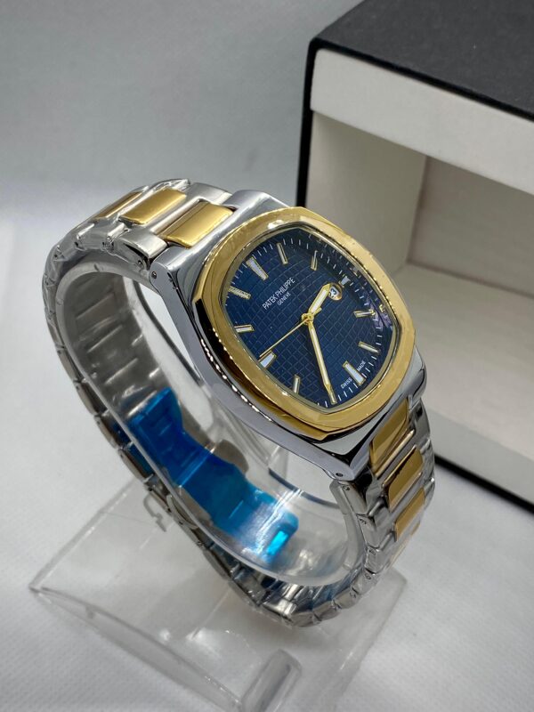 MEN'S PTK PHPE NEW NAUTILIUS DATE ADJUST TWO TONE CHAIN WITH BLUE DIAL