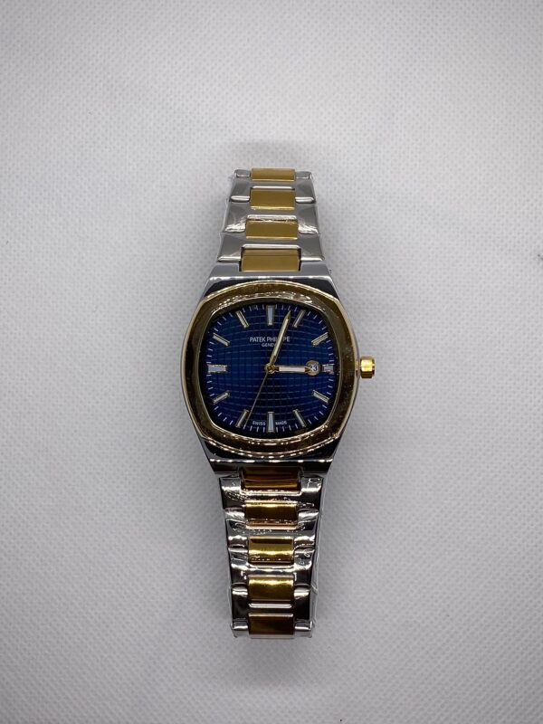 MEN'S PTK PHPE NEW NAUTILIUS DATE ADJUST TWO TONE CHAIN WITH BLUE DIAL