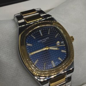 MEN'S PTK PHPE NEW NAUTILIUS DATE ADJUST TWO TONE CHAIN WITH BLUE DIAL