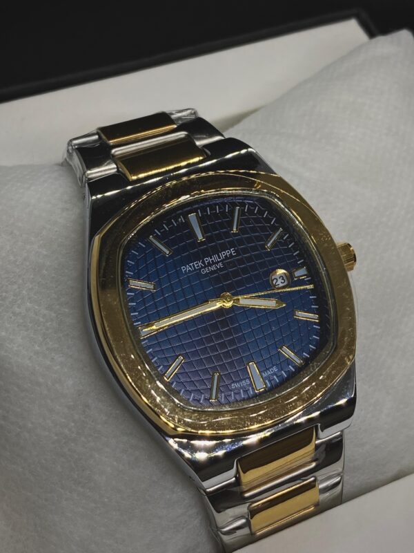 MEN'S PTK PHPE NEW NAUTILIUS DATE ADJUST TWO TONE CHAIN WITH BLUE DIAL