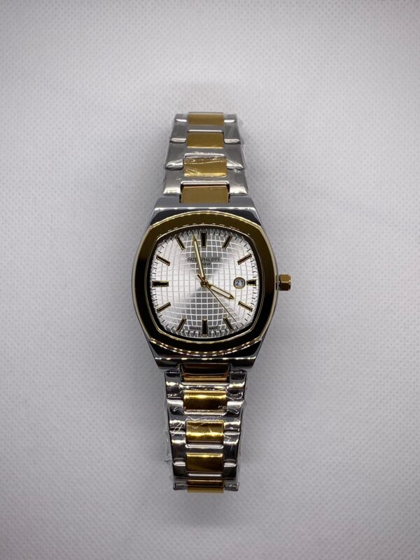 MEN'S PTK PHPE NEW NAUTILIUS DATE ADJUST TWO TONE CHAIN WITH WHITE DIAL