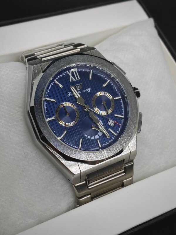 MEN'S SCSS WY DATE ADJUST CHORNOGRAPH SILVER CHAIN WITH BLUE DIAL