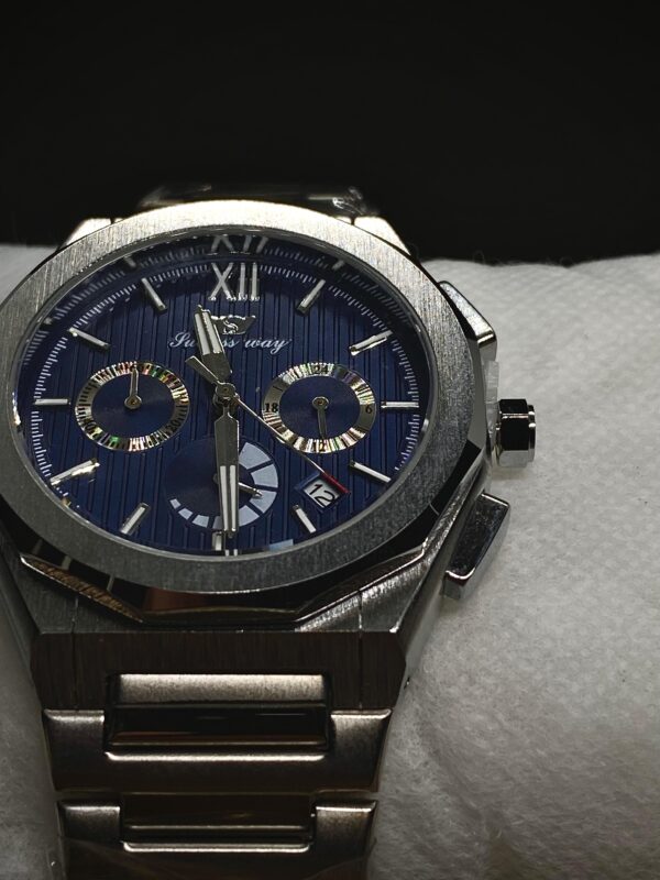 MEN'S SCSS WY DATE ADJUST CHORNOGRAPH SILVER CHAIN WITH BLUE DIAL