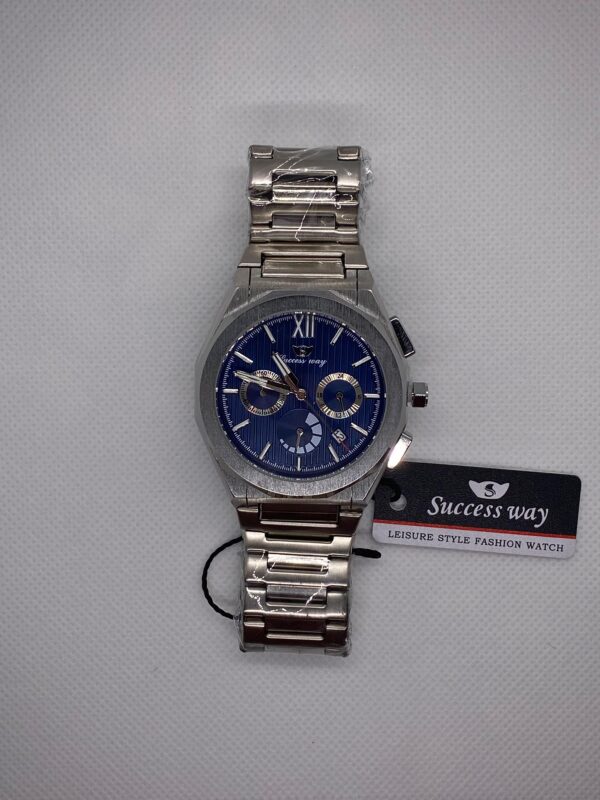 MEN'S SCSS WY DATE ADJUST CHORNOGRAPH SILVER CHAIN WITH BLUE DIAL