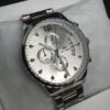 MEN'S BST WN DATE ADJUST SILVER CHAIN WITH WHITE DIAL