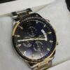 MEN'S BST WN DATE ADJUST TWO TONE CHAIN WITH BLACK DIAL