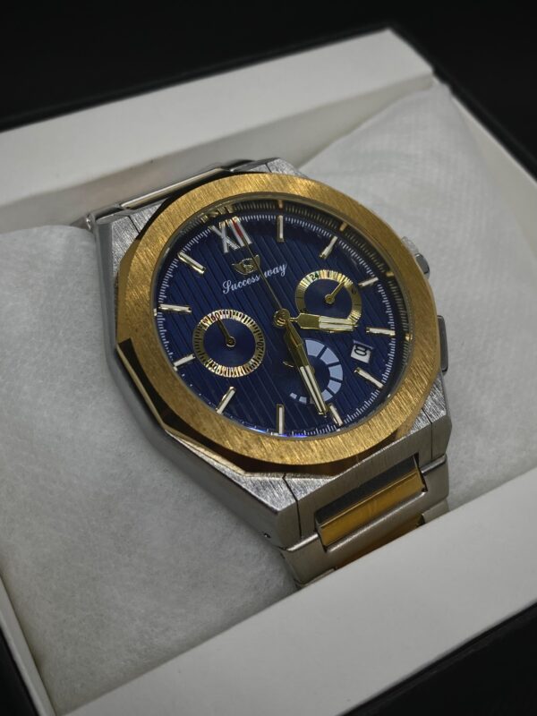 MEN'S SCSS WY DATE ADJUST CHORONOGRAPH TWO TONE CHAIN WITH BLUE DIAL