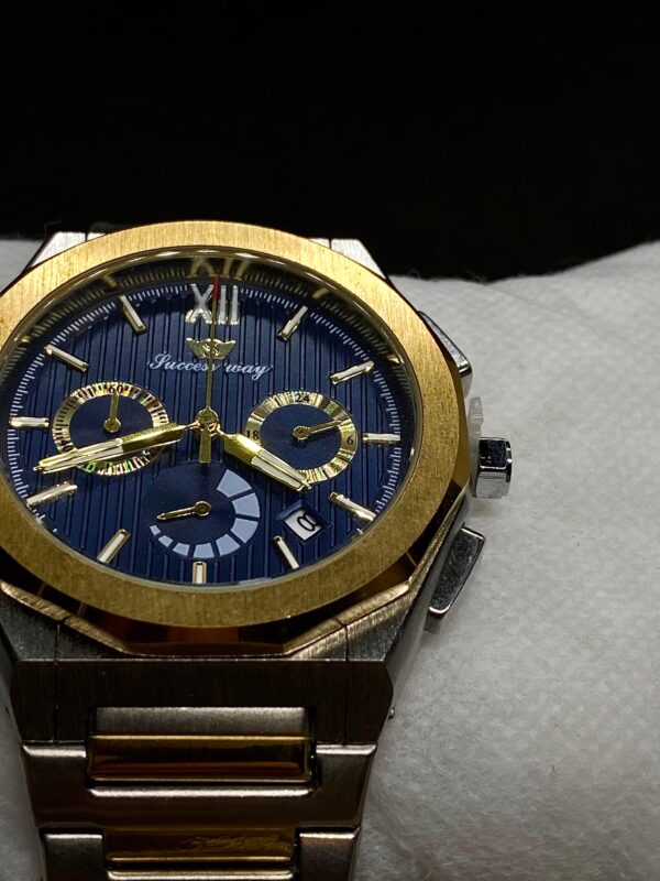 MEN'S SCSS WY DATE ADJUST CHORONOGRAPH TWO TONE CHAIN WITH BLUE DIAL