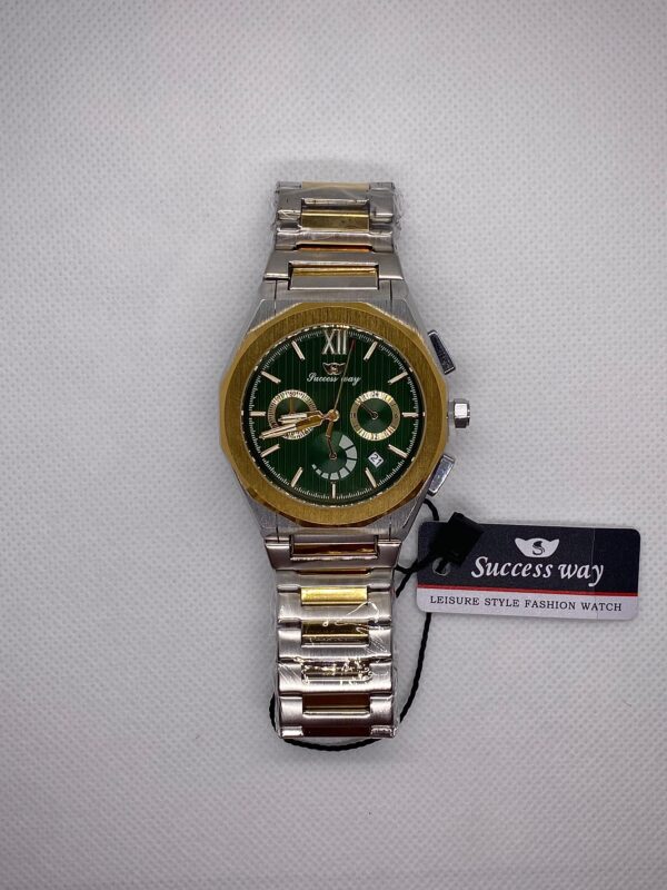 MEN'S SCSS WY DATE ADJUST CHORONOGRAPH TWO TONE CHAIN WITH GREEN DIAL