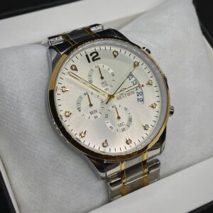 MEN'S BST WN DATE ADJUST TWO TONE CHAIN WITH WHITE DIAL