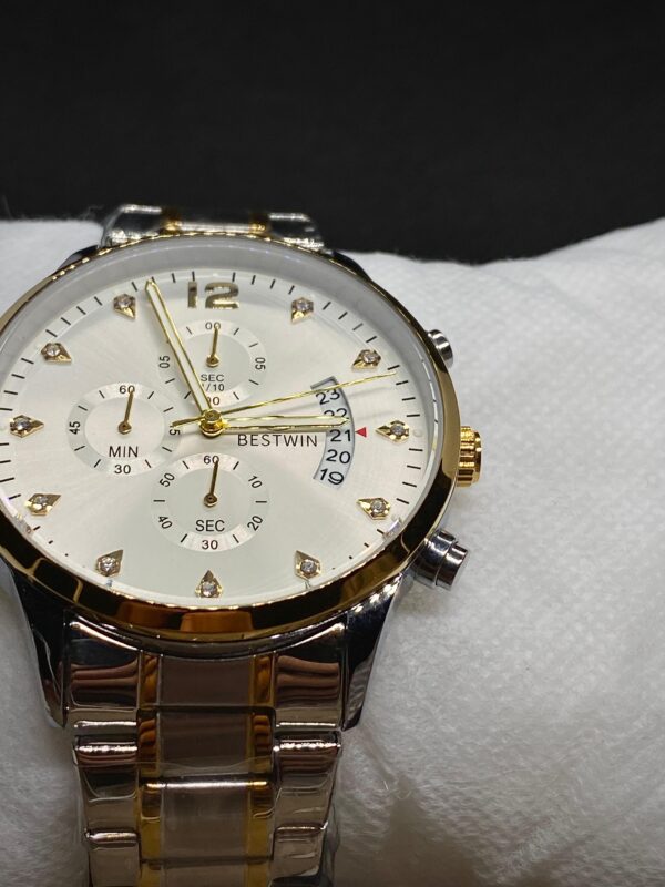 MEN'S BST WN DATE ADJUST TWO TONE CHAIN WITH WHITE DIAL