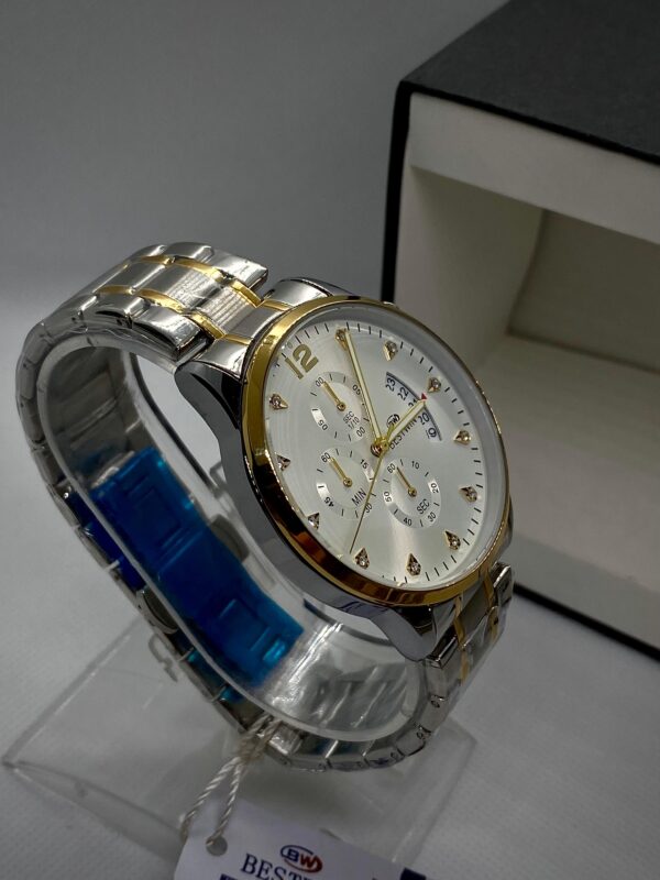 MEN'S BST WN DATE ADJUST TWO TONE CHAIN WITH WHITE DIAL