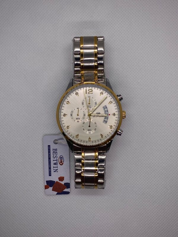 MEN'S BST WN DATE ADJUST TWO TONE CHAIN WITH WHITE DIAL