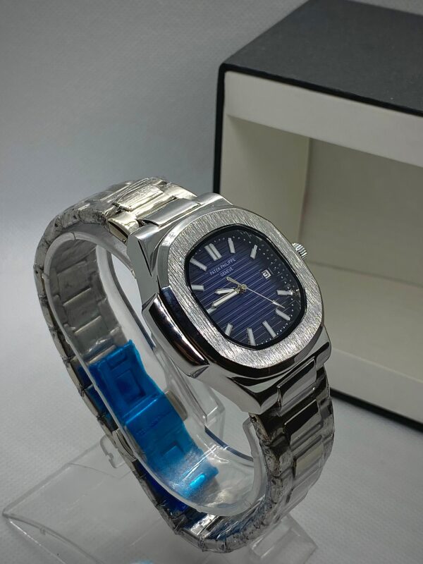 PTH PHPE NAUTILIUS DATE ADJUST SILVER CHAIN WITH BLUE DIAL
