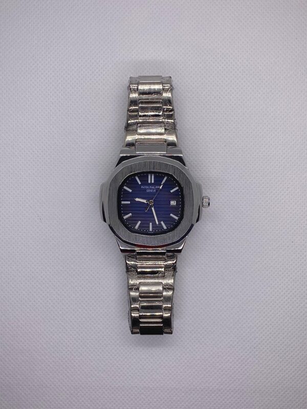 PTH PHPE NAUTILIUS DATE ADJUST SILVER CHAIN WITH BLUE DIAL