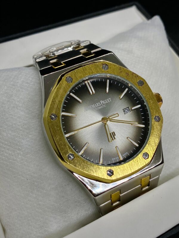 MEN'S ADMRS PGT ROYAL OAK DATE ADJUST TWO TONE CHAIN WITH SILVER DIAL