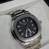 PTK PHPE NAUTILIUS DATE ADJUST SILVER CHAIN WITH BLACK DIAL