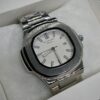 PTK PHPE NAUTILIUS DATE ADJUST SILVER CHAIN WITH WHITE DIAL