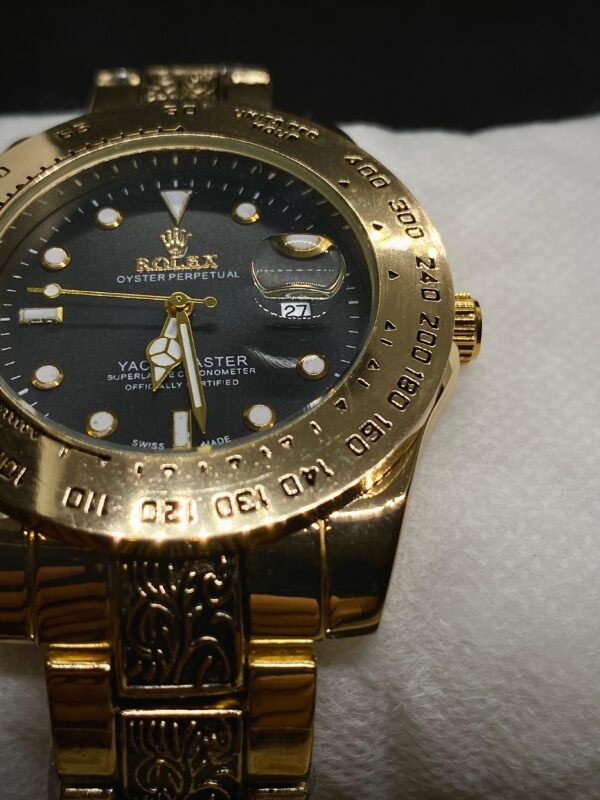MEN'S RLX YACHT MASTER DATE ADJUST GOLDEN CHAIN WITH BLACK DIAL