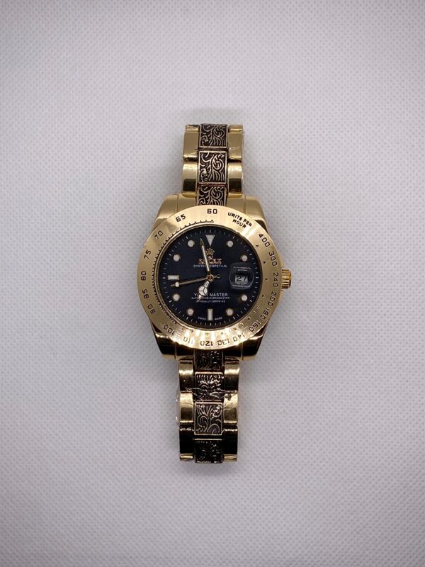 MEN'S RLX YACHT MASTER DATE ADJUST GOLDEN CHAIN WITH BLACK DIAL