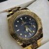 MEN'S RLX YACHT MASTER DATE ADJUST GOLDEN CHAIN WITH BLACK DIAL