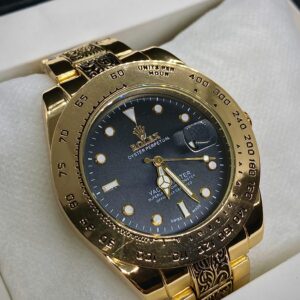 MEN'S RLX YACHT MASTER DATE ADJUST GOLDEN CHAIN WITH BLACK DIAL
